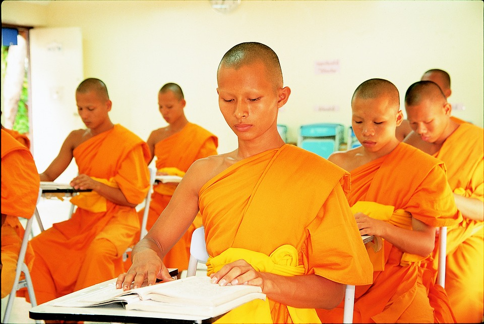 Monk students learning in class.